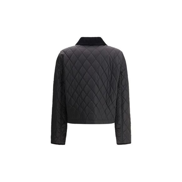 Burberry Quilted Jacket with Corduroy Collar and Snap Closure Women Black - Picture 2 of 3